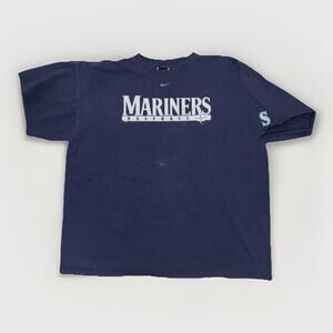 Vintage Nike Seattle Mariners MLB T-Shirt XXL Blue 90s Center Swoosh 26x29